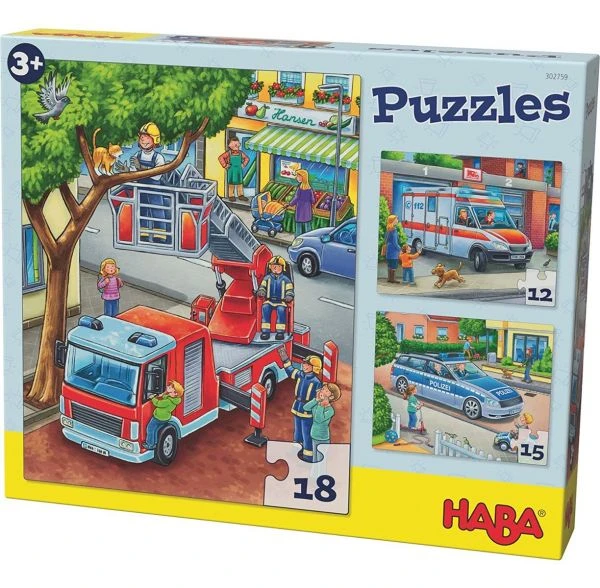 HABA 302759 - Puzzle - Polizei, Feuerwehr und Co. HABA 302759 - Puzzle - Polizei, Feuerwehr Und Co. -Spielzeug Welten Winkel