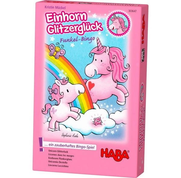 HABA 303647- Mitbringspiel - Einhorn Glitzerglück, Funkel Bingo HABA 303647- Mitbringspiel - Einhorn Glitzerglück, Funkel Bingo -Spielzeug Welten Winkel