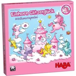 HABA 304539 - Mitbringspiele & Lernspiele - Einhorn Glitzerglück, Wolkenstapelei