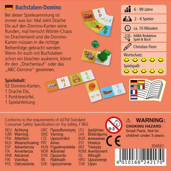 HABA 304561 - Mitbringspiel Geschenkzwerge - Buchstaben Domino HABA 304561 - Mitbringspiel Geschenkzwerge - Buchstaben Domino -Spielzeug Welten Winkel
