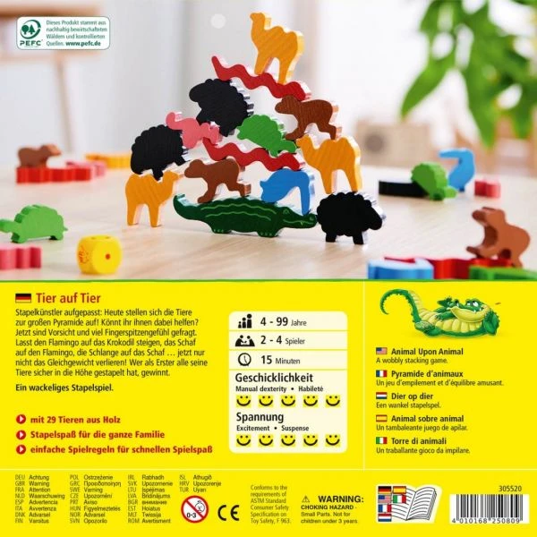 HABA 305520 - Kinderspiel - Tier auf Tier, Das wackelige Stapelspiel HABA 305520 - Kinderspiel - Tier Auf Tier, Das Wackelige Stapelspiel -Spielzeug Welten Winkel