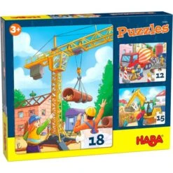 HABA 305883 - Puzzle - Baustellenfahrzeuge, 3er Set