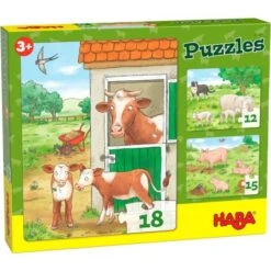 HABA 305884 - Puzzle - Bauernhoftiere, 3er Set