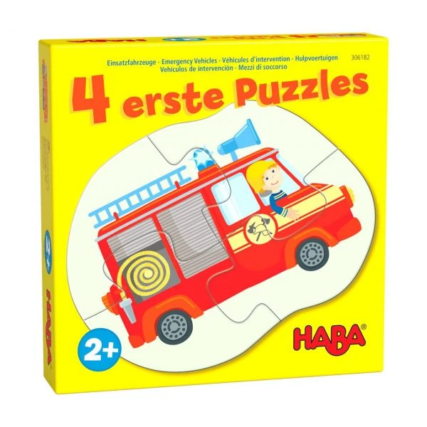 HABA 306182 - Puzzle - 4 erste Puzzles, Einsatzfahrzeuge, 2-4 Teile HABA 306182 - Puzzle - 4 Erste Puzzles, Einsatzfahrzeuge, 2-4 Teile -Spielzeug Welten Winkel