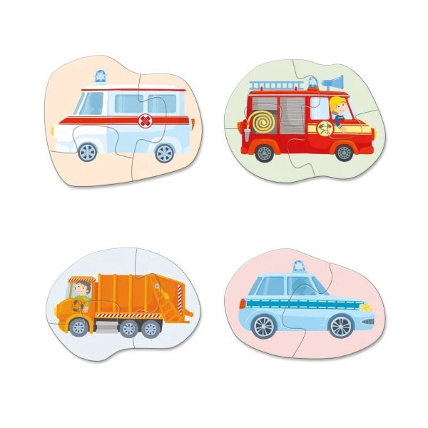 HABA 306182 - Puzzle - 4 erste Puzzles, Einsatzfahrzeuge, 2-4 Teile HABA 306182 - Puzzle - 4 Erste Puzzles, Einsatzfahrzeuge, 2-4 Teile -Spielzeug Welten Winkel